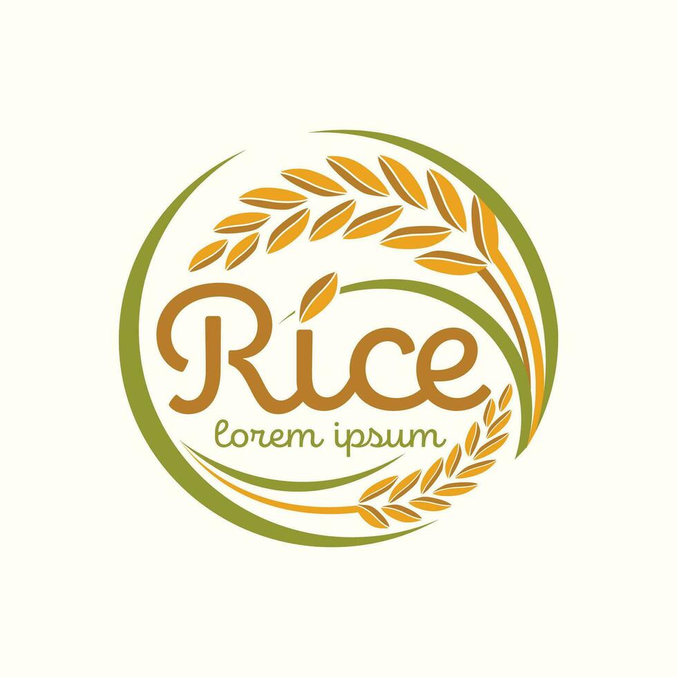 riz paddy premium produit naturel biologique bannière logo vector design