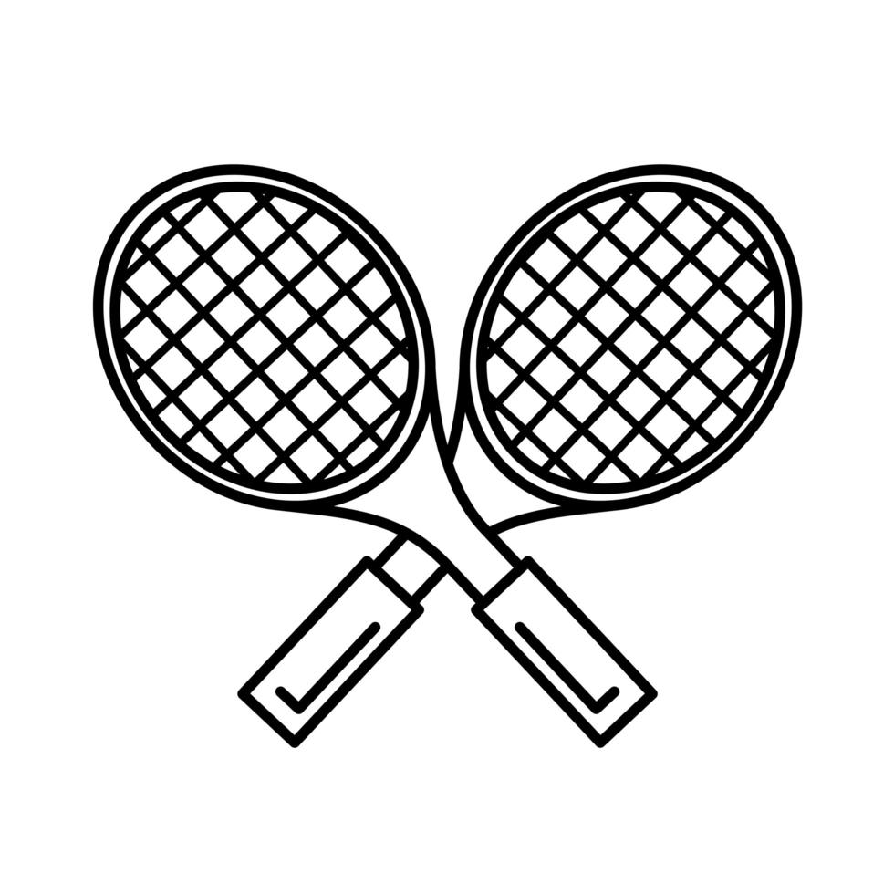 icône de style de ligne de raquettes de sport de tennis vecteur