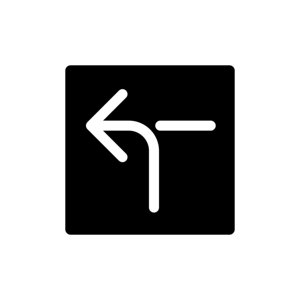 la gauche horizontal alignement signe noir glyphe ui icône. destination. conduite auto. utilisateur interface conception. silhouette symbole sur blanc espace. solide pictogramme pour la toile, mobile. isolé vecteur illustration