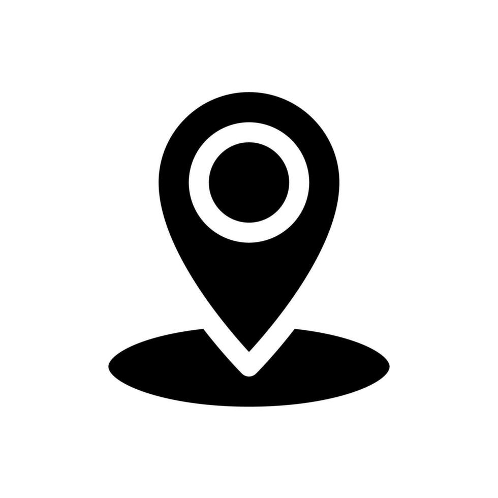 goutte épingle point noir glyphe ui icône. trouver emplacement sur carte. GPS la navigation. utilisateur interface conception. silhouette symbole sur blanc espace. solide pictogramme pour la toile, mobile. isolé vecteur illustration