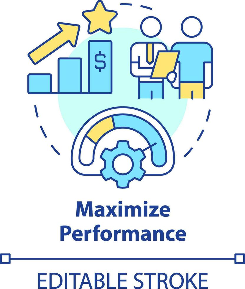 maximiser performance concept icône. améliorer processus. Trésorerie la gestion avantage abstrait idée mince ligne illustration. isolé contour dessin. modifiable accident vasculaire cérébral vecteur