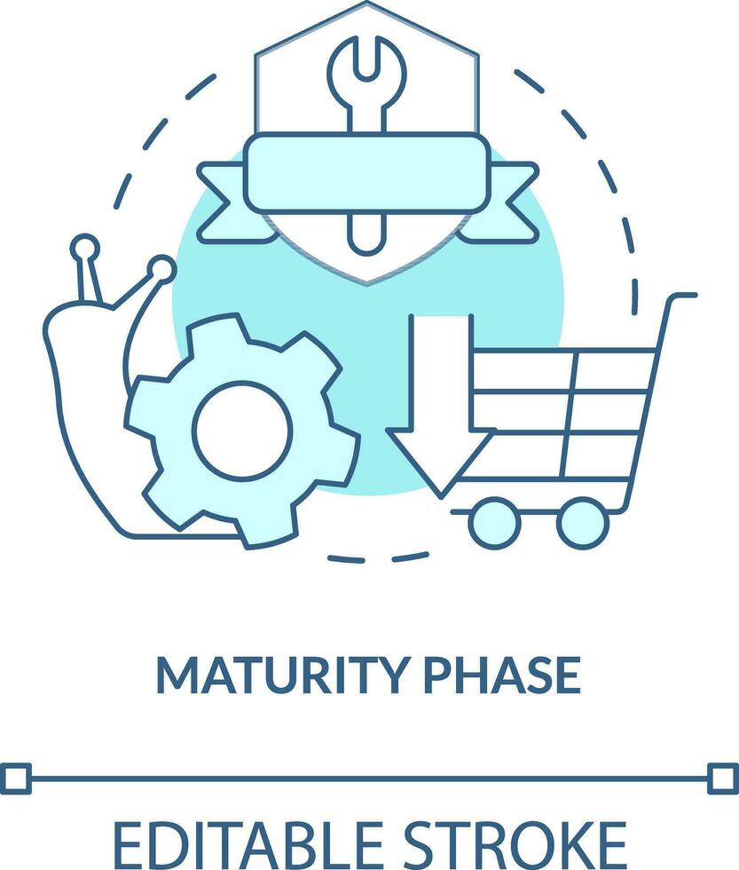 maturité phase turquoise concept icône. lentement production. étape de produit cycle de la vie abstrait idée mince ligne illustration. isolé contour dessin. modifiable accident vasculaire cérébral vecteur