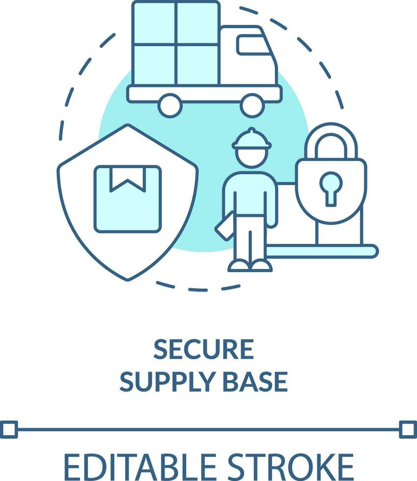 sécurise la fourniture base turquoise concept icône. affaires sécurité. immédiat attention zone abstrait idée mince ligne illustration. isolé contour dessin. modifiable accident vasculaire cérébral vecteur