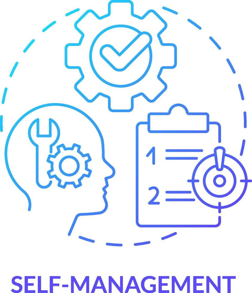 soi la gestion bleu pente concept icône. personnel développement abstrait idée mince ligne illustration. stratégique planification. soi contrôle. isolé contour dessin vecteur