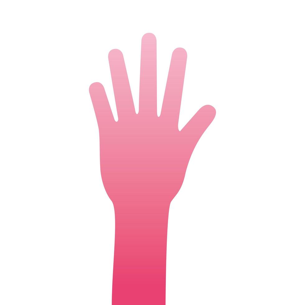 icône de style de silhouette rose arrêt humain main vecteur