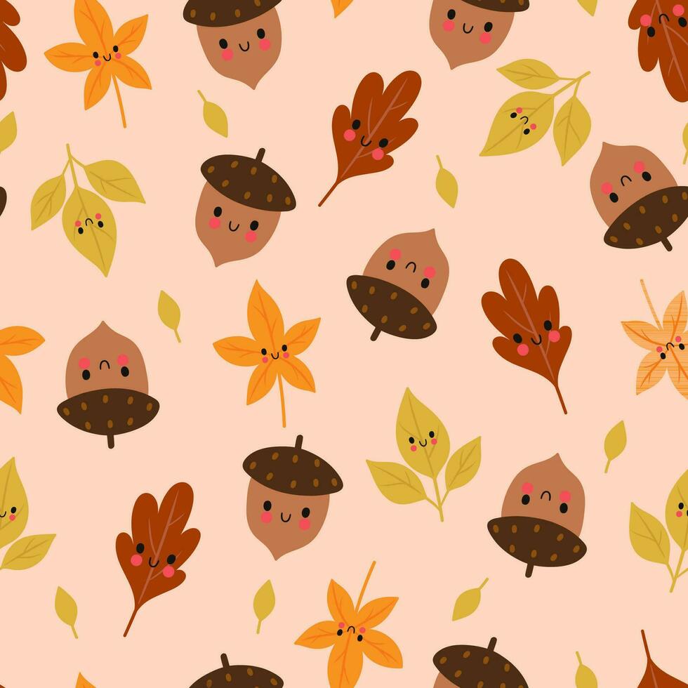 mignonne sans couture modèle avec l'automne glands et feuilles. vecteur graphique.