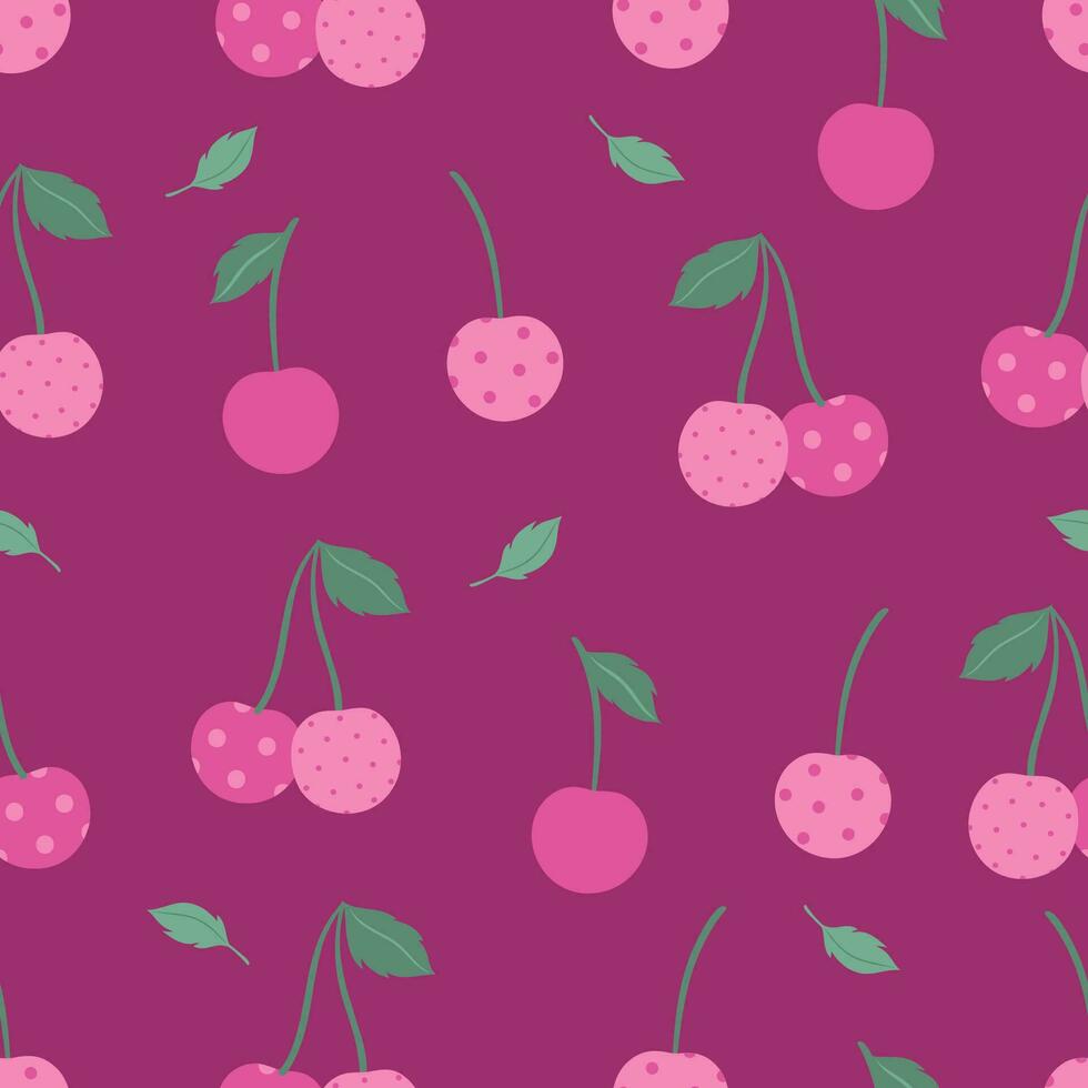 Facile sans couture modèle avec cerises dans rose couleurs. vecteur graphique.