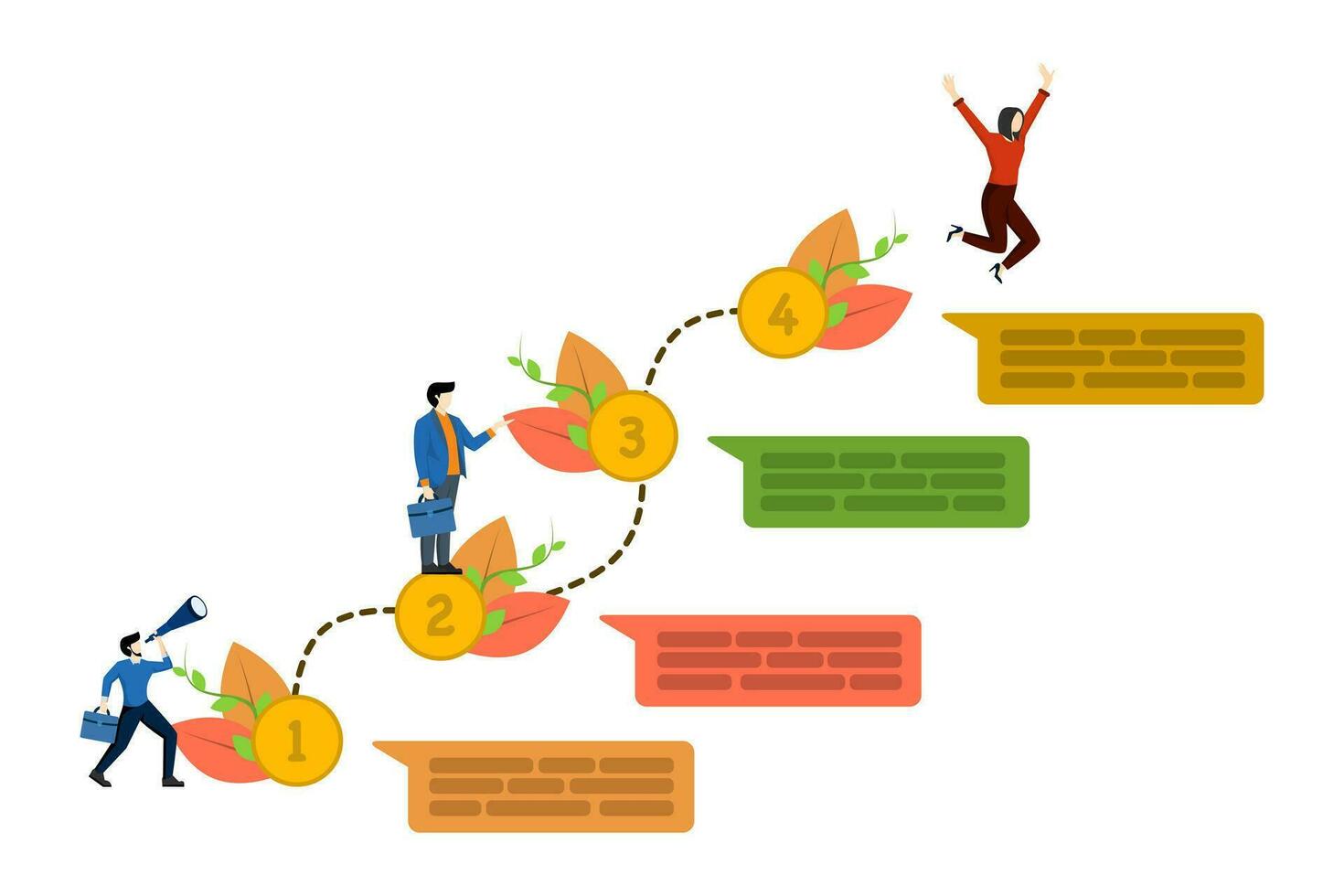 en ligne présentation programme montrant projet processus. infographie, les options de 1 à 4. flux de travail ou projet. conception pour présentation, prospectus, brochure, brochure vecteur. vecteur illustration.