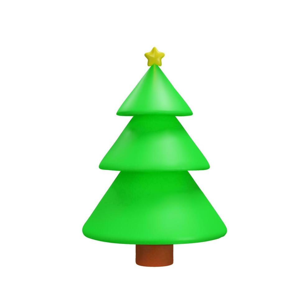 3d rendre illustration de Noël des arbres avec or étoile. décoration élément pour hiver ou été saisons. réaliste plante pour parc. vecteur illustration comme décoration symbole dans argile, Plastique style