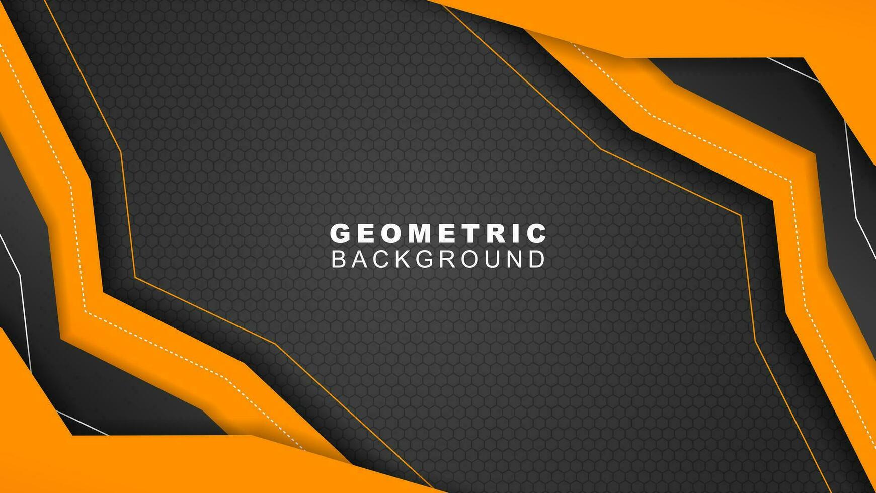 géométrique bannière Contexte dans Orange et noir Cadre avec hexagone modèle, hors ligne diffusion Contexte et, jeu bannière vecteur