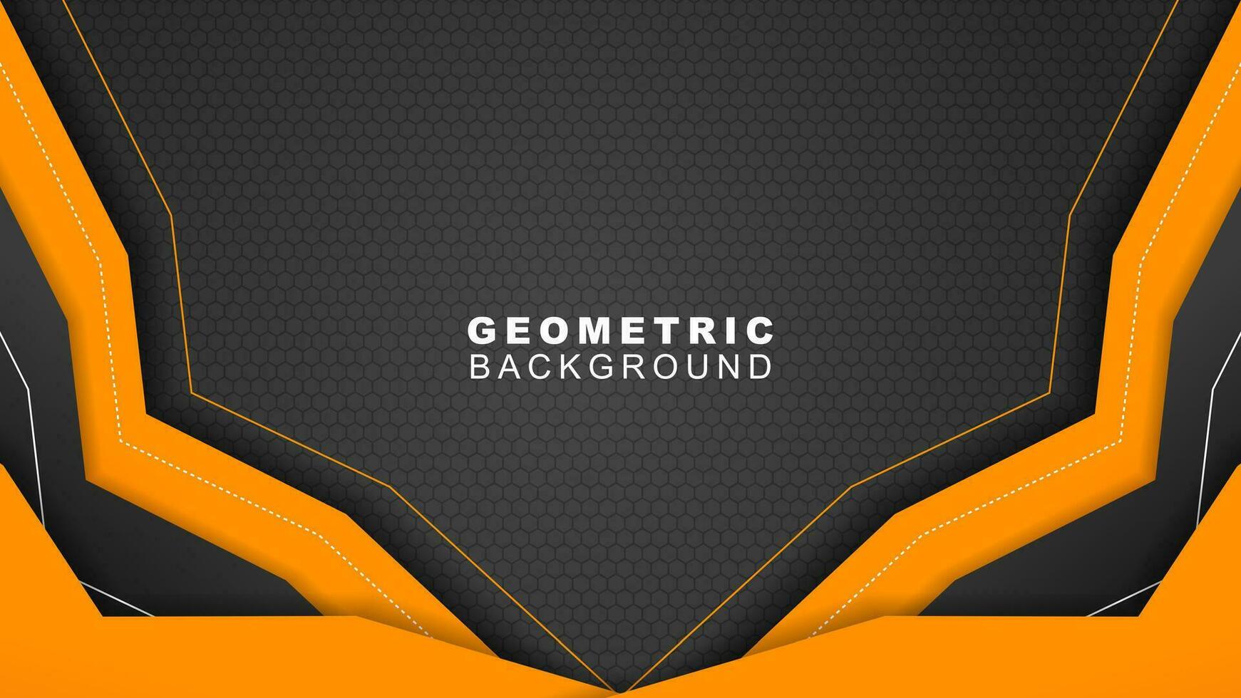 géométrique bannière Contexte dans Orange et noir Cadre avec hexagone modèle, hors ligne diffusion Contexte et, jeu bannière vecteur