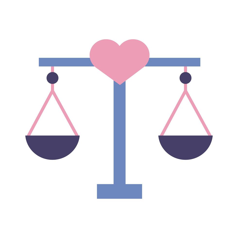 mesure de l'équilibre avec l'icône de style plat symbole coeur amour vecteur