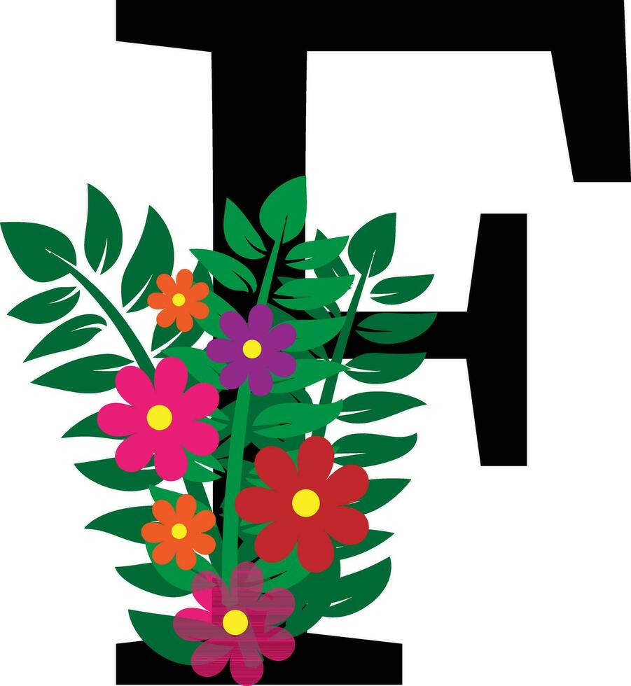 F floral alphabet conception vecteur