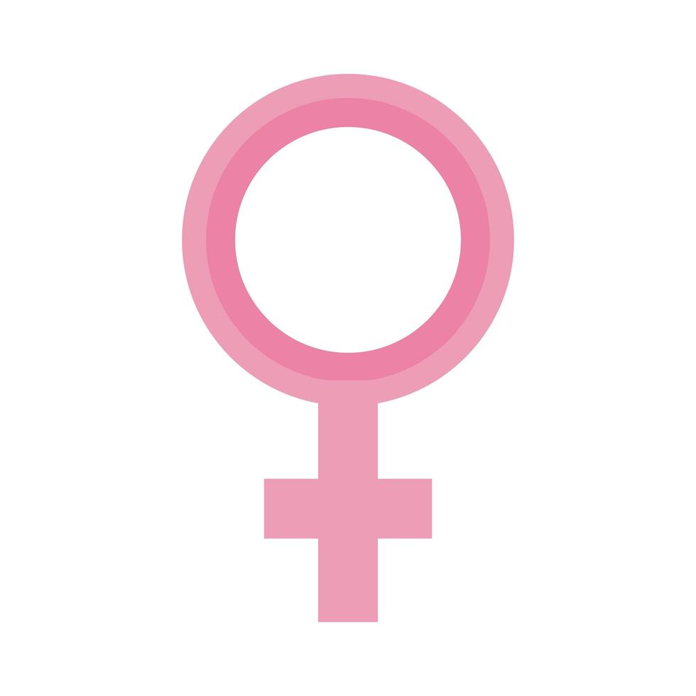 symbole de sexe féminin avec icône de style plat vecteur