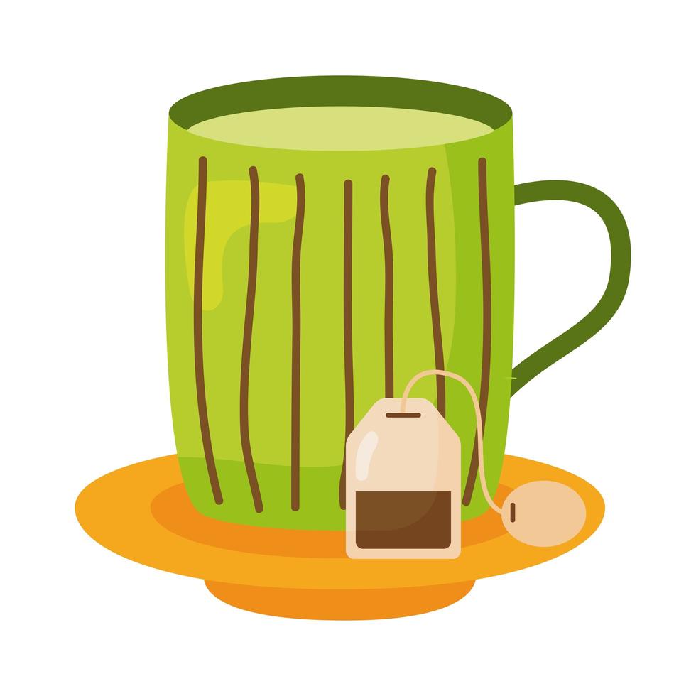 conception de vecteur icône tasse à rayures de thé