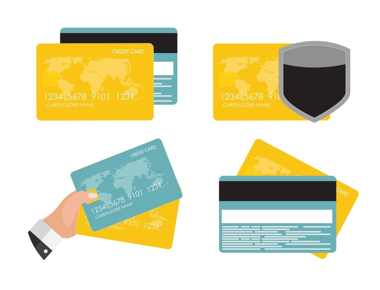 ensemble de collection de concept plat icône carte de crédit vecteur