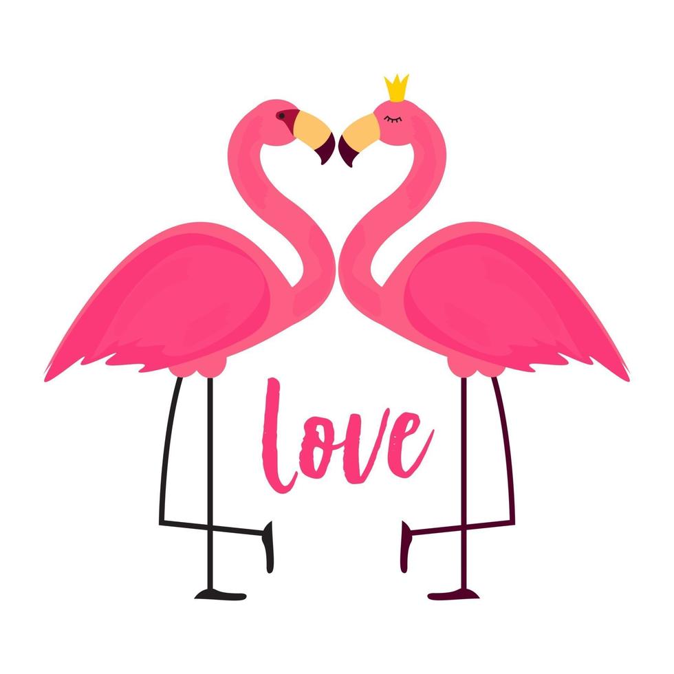 flamant rose mignon en illustration vectorielle de fond amour vecteur