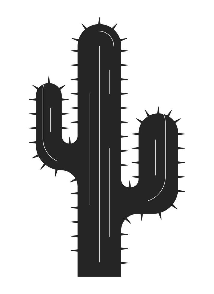 désert cactus plat monochrome isolé vecteur objet. succulent plante. cactacées. saguaro cactus. modifiable noir et blanc ligne art dessin. Facile contour place illustration pour la toile graphique conception