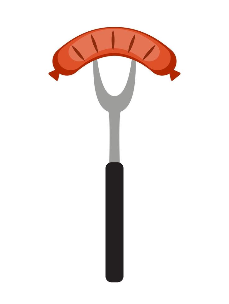icône de barbecue avec des outils de grill et des saucisses vecteur