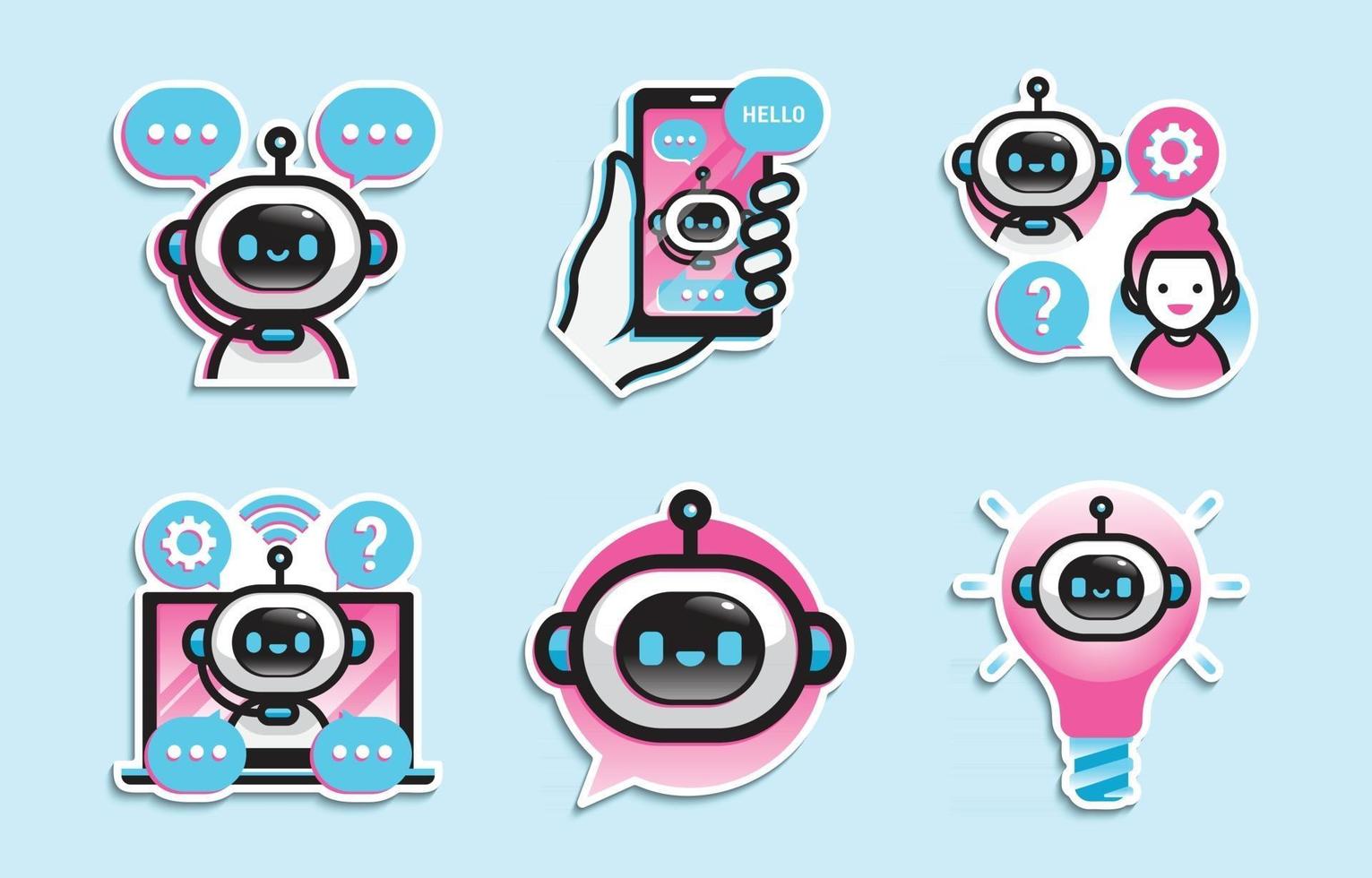 collection d'autocollants chatbot vecteur