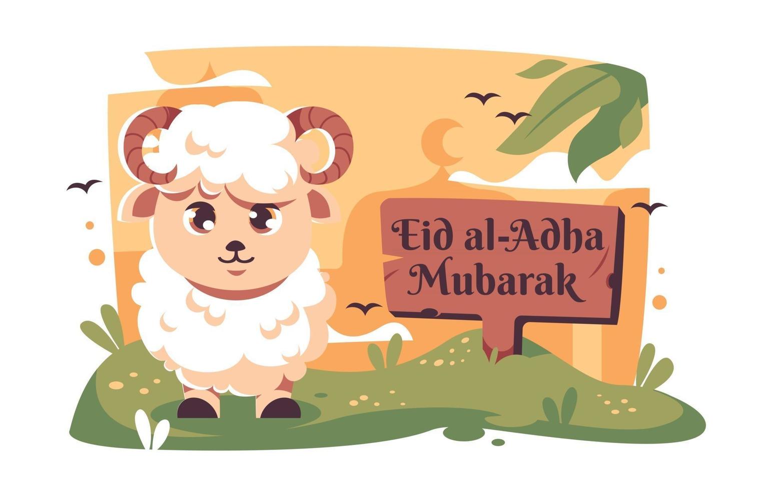 eid adha avec mouton souriant vecteur