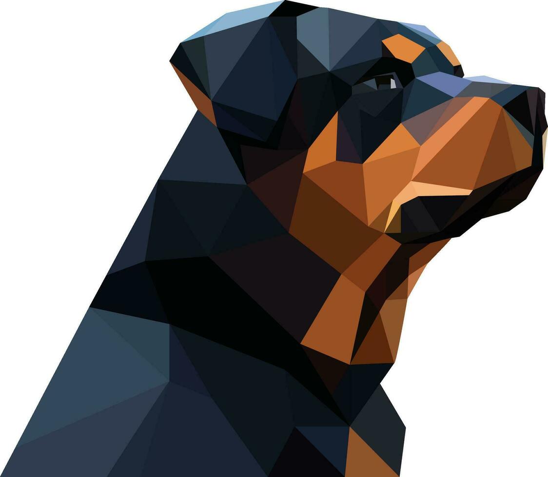 rottweiler tête 3d géométrique Triangle modèle vecteur illustration , rottie ou pourri chien côté vue dans polygonal géométrique style vecteur image isolé sur blanc Contexte