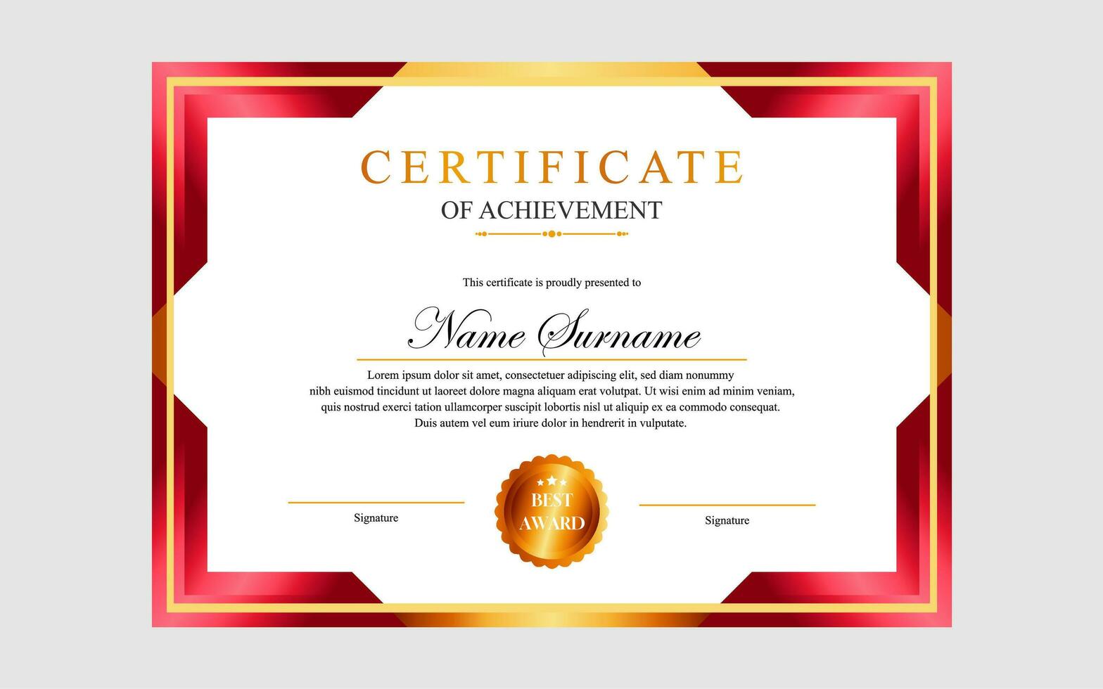 moderne Facile certificat conception a4 luxe certificat rouge or Couleur vecteur