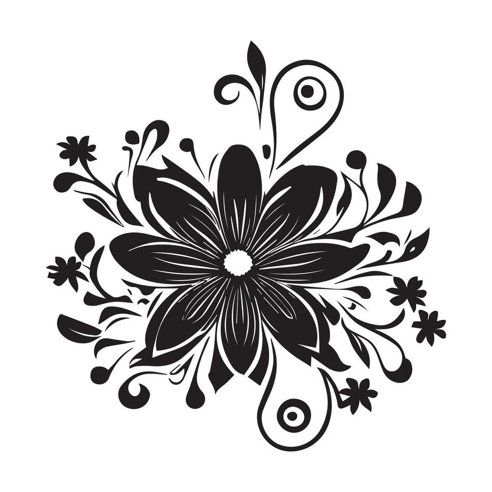 floral fleur icône vecteur illustration noir Couleur
