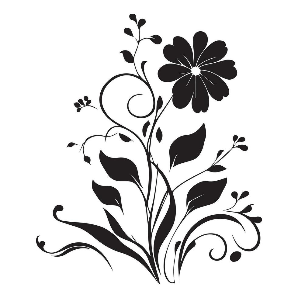 floral fleur conception vecteur illustration noir Couleur