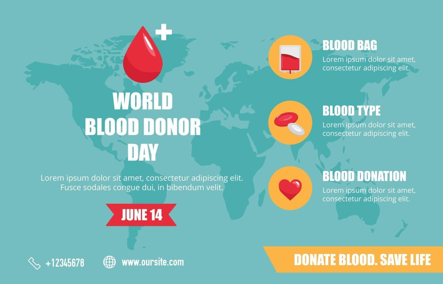 affiche de la journée mondiale du donneur de sang vecteur