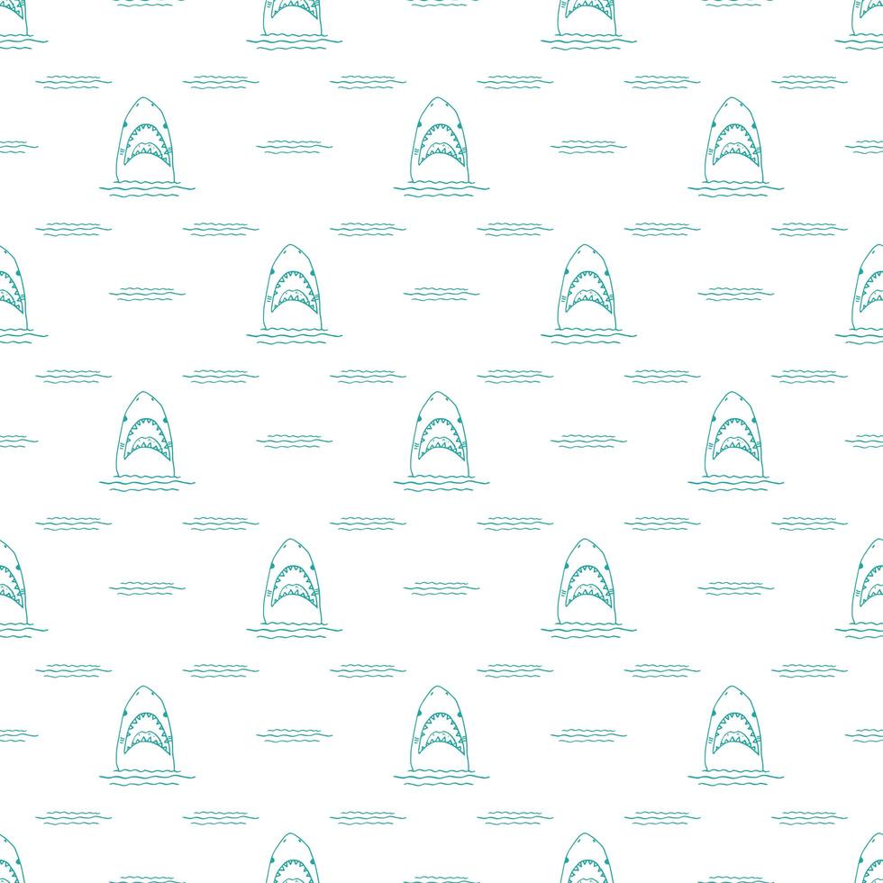 Modèle sans couture de requin dessiné à la main esquissé doodle illustration vectorielle de requin vecteur