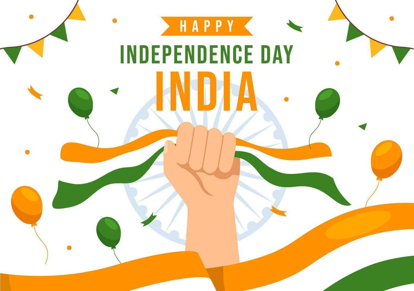 content indépendance journée Inde vecteur illustration sur 15 août avec Indien drapeau dans plat dessin animé main tiré fête Contexte modèles