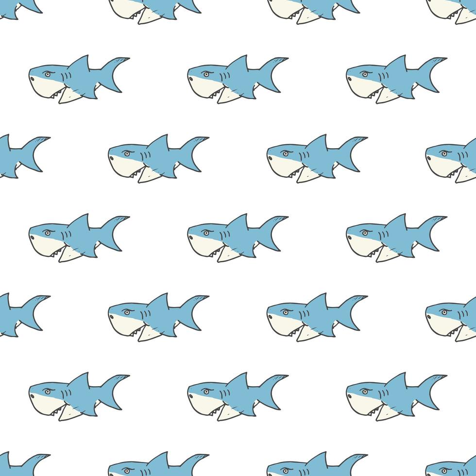 Modèle sans couture de requin dessiné à la main esquissé doodle illustration vectorielle de requin vecteur