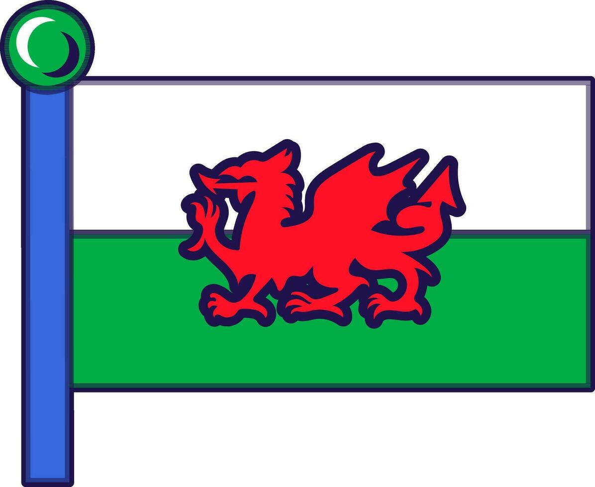 Pays de Galles pays nationale drapeau sur mât vecteur