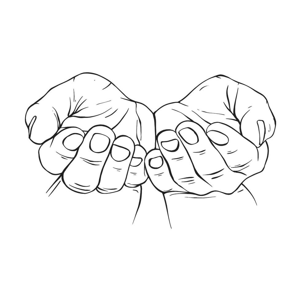 deux main tiré geste esquisser vecteur illustration ligne art