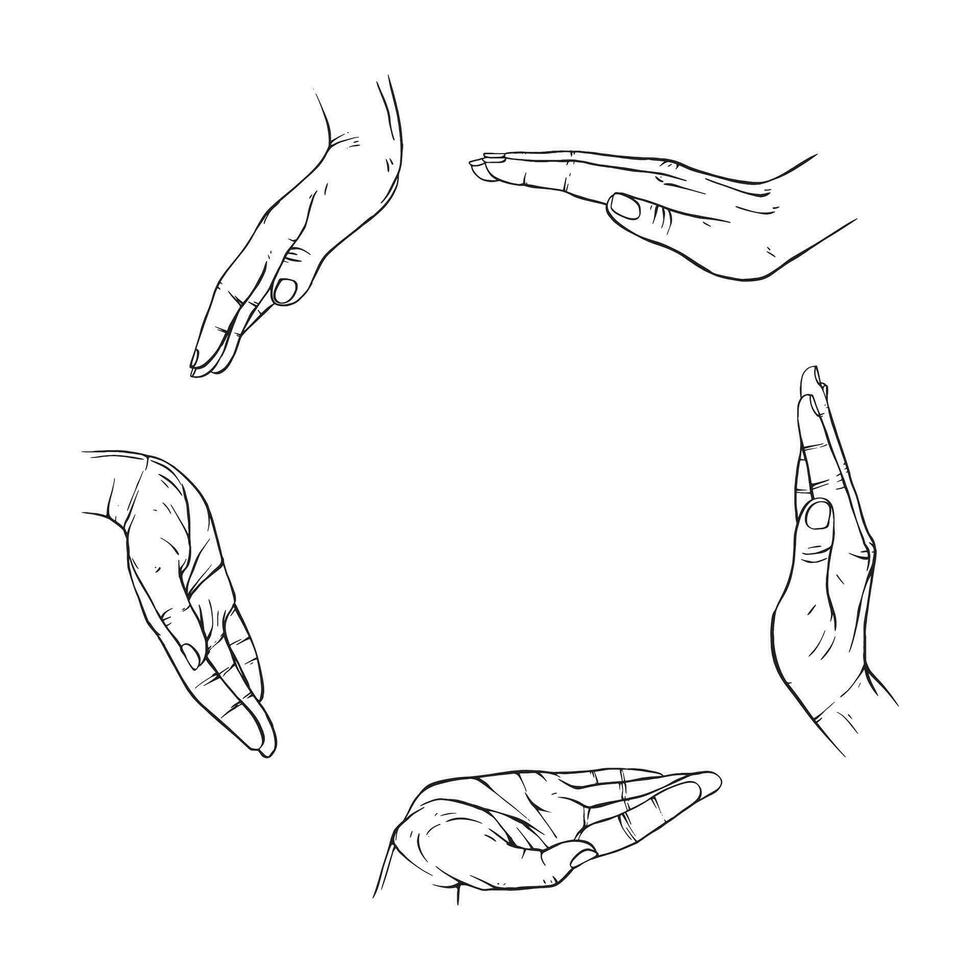 deux main tiré geste esquisser vecteur illustration ligne art