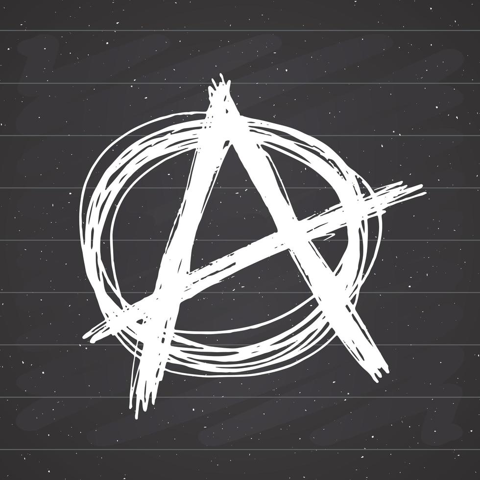 croquis dessiné main signe anarchie. symbole punk grunge texturé. illustration vectorielle sur fond de tableau. vecteur