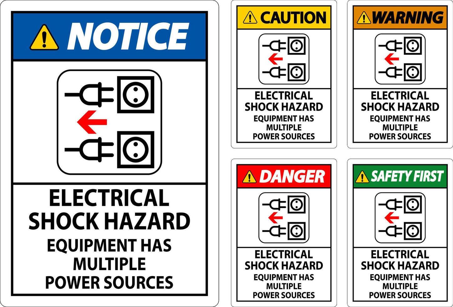 danger signe électrique choc danger, équipement a plusieurs Puissance sources vecteur