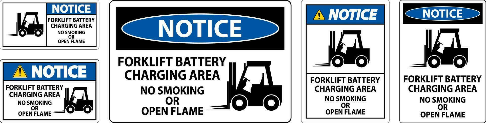 remarquer signe chariot élévateur batterie mise en charge zone, non fumeur ou ouvert flamme vecteur