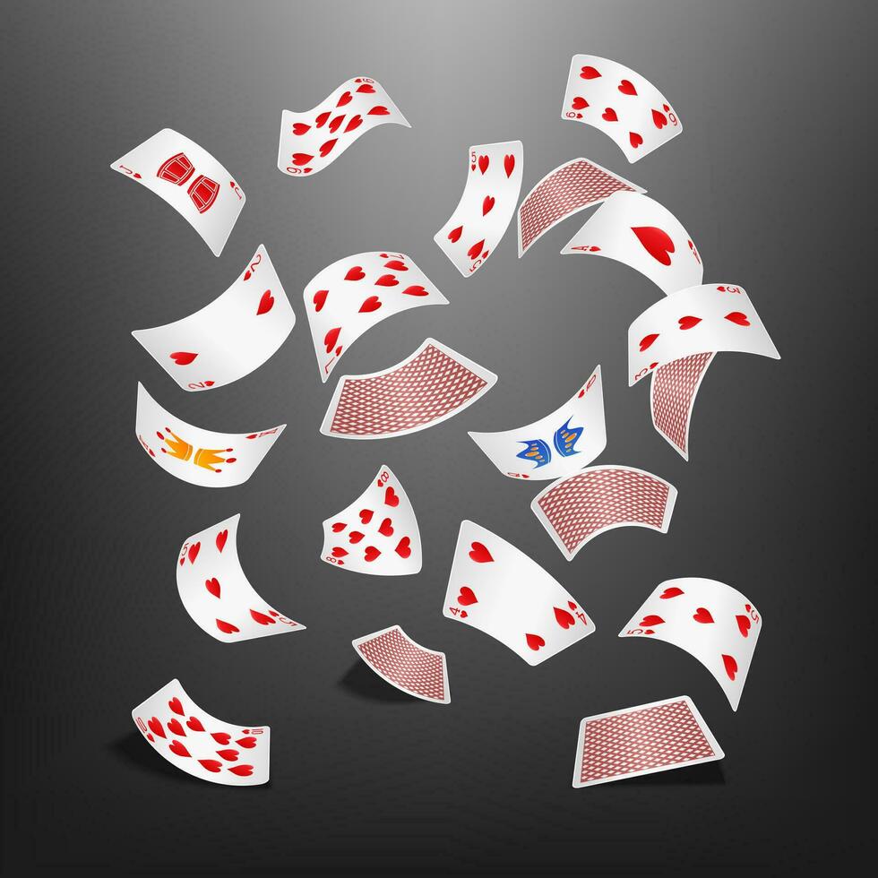 poker carte diamant dispersé, vecteur illustration