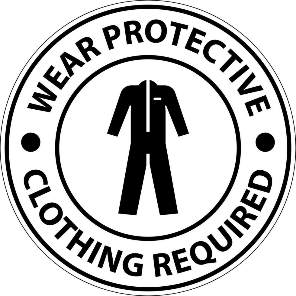 Avis porter des vêtements de protection signe sur fond blanc vecteur