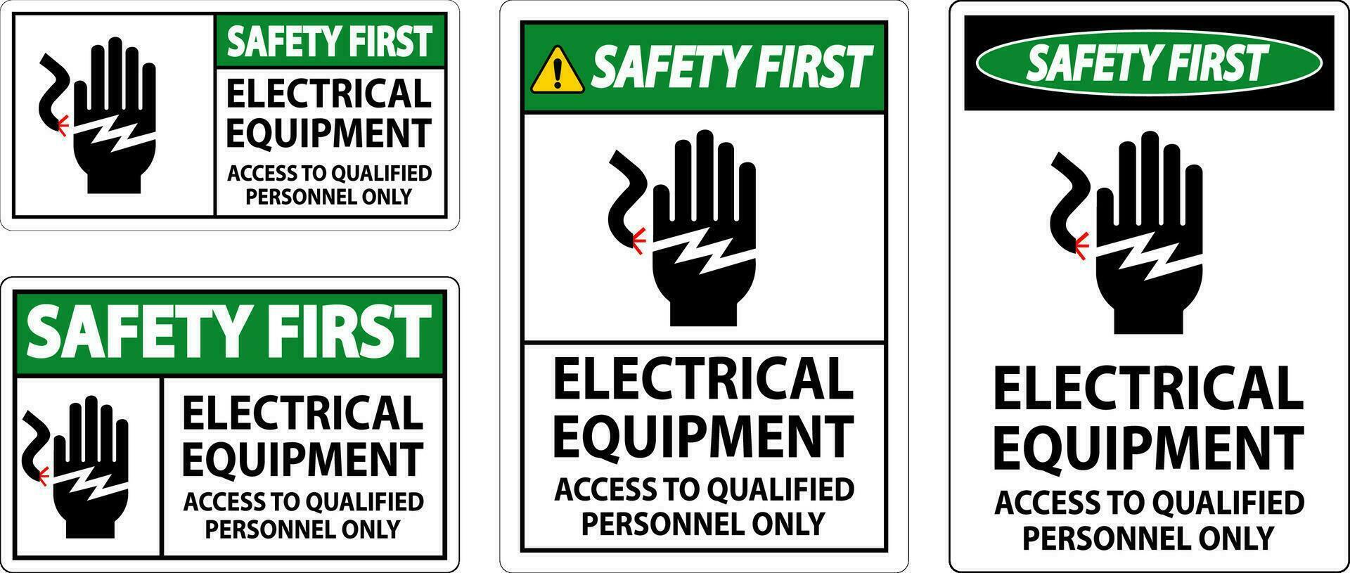 sécurité premier signe électrique équipement, accès à qualifié personnel seulement vecteur