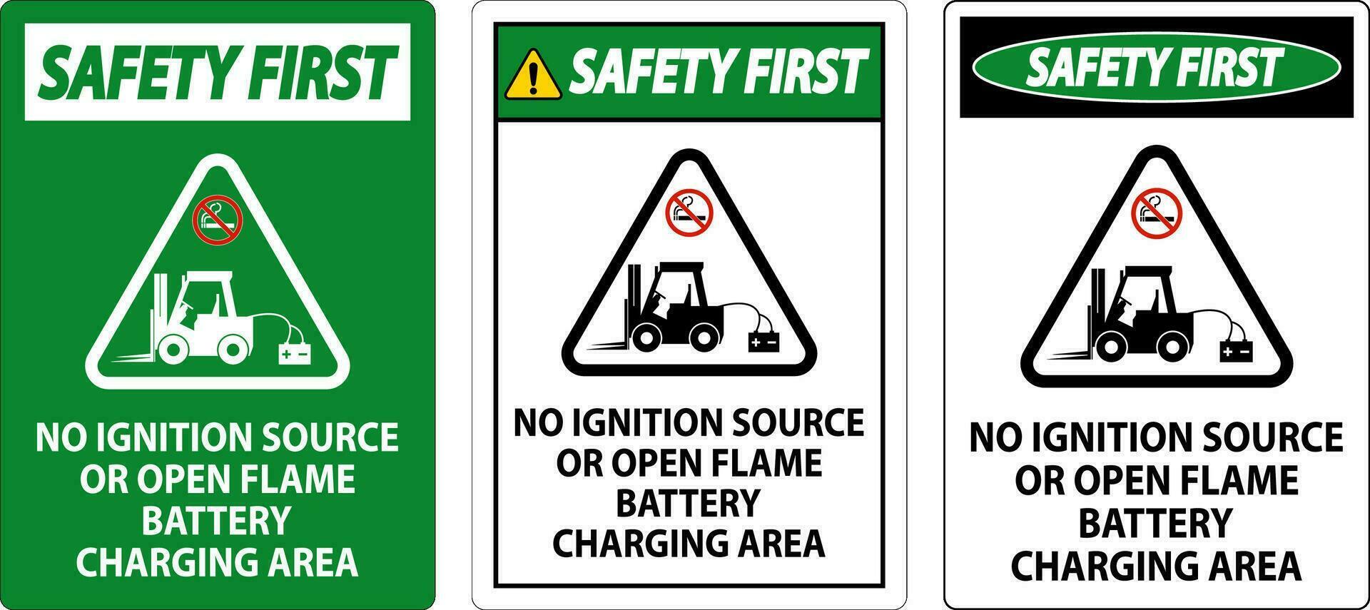 sécurité premier signe non allumage la source ou ouvert flamme, batterie mise en charge zone vecteur