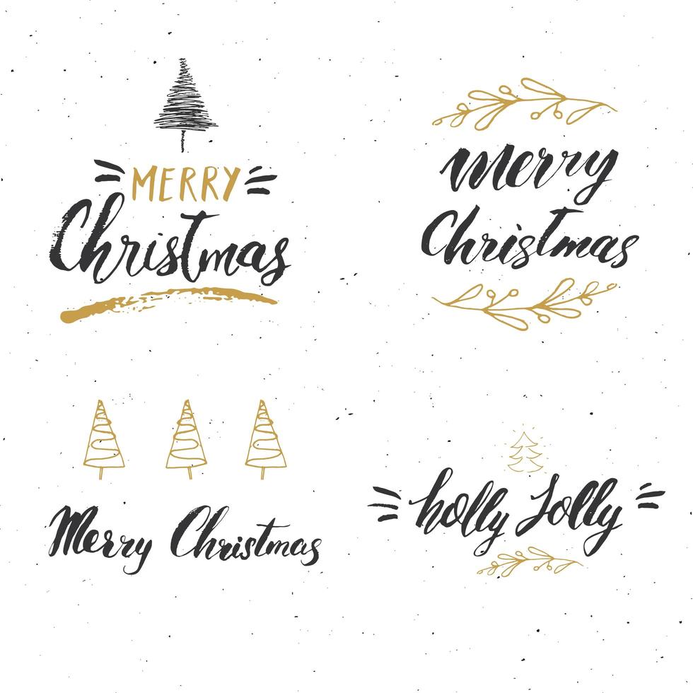 joyeux Noël ensemble de lettres calligraphiques. conception de salutations typographiques. lettrage de calligraphie pour les voeux de vacances. illustration vectorielle de lettrage dessiné à la main vecteur