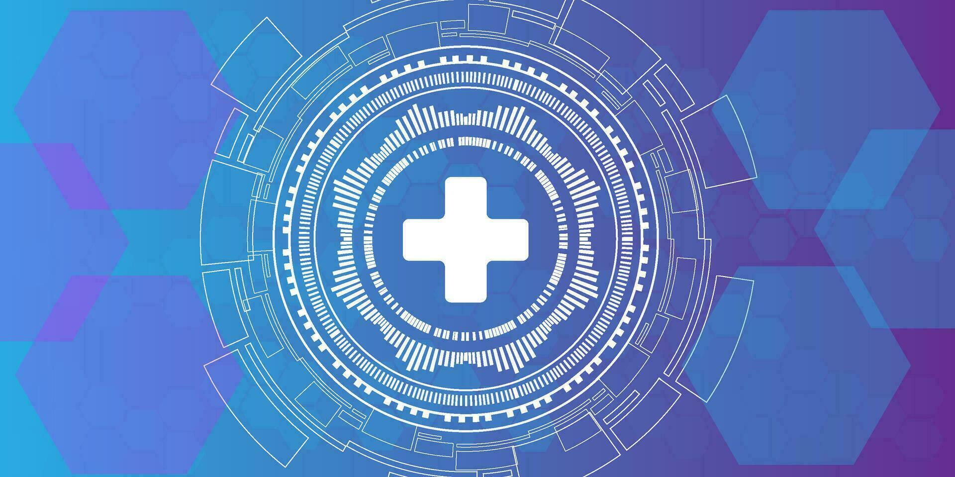 vecteur illustration de soins de santé et La technologie concept avec plat Icônes et symboles. modèle conception pour santé se soucier entreprise, innovation médecine, pharmaceutique industrie, science, médical recherche.