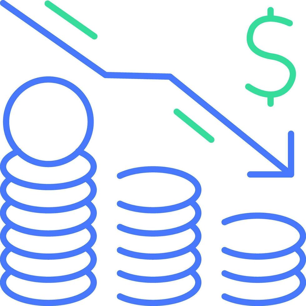 diminution argent ligne icône vecteur