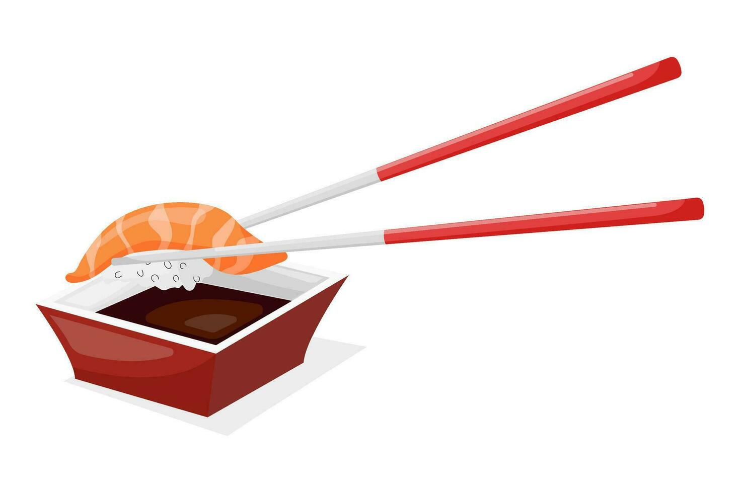 vecteur plat dessin animé illustration de Sushi et sauce bol.