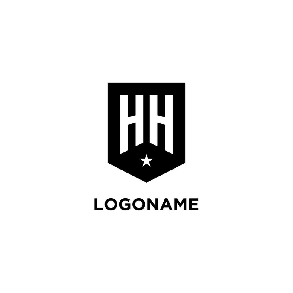 hh monogramme initiale logo avec géométrique bouclier et étoile icône conception style vecteur