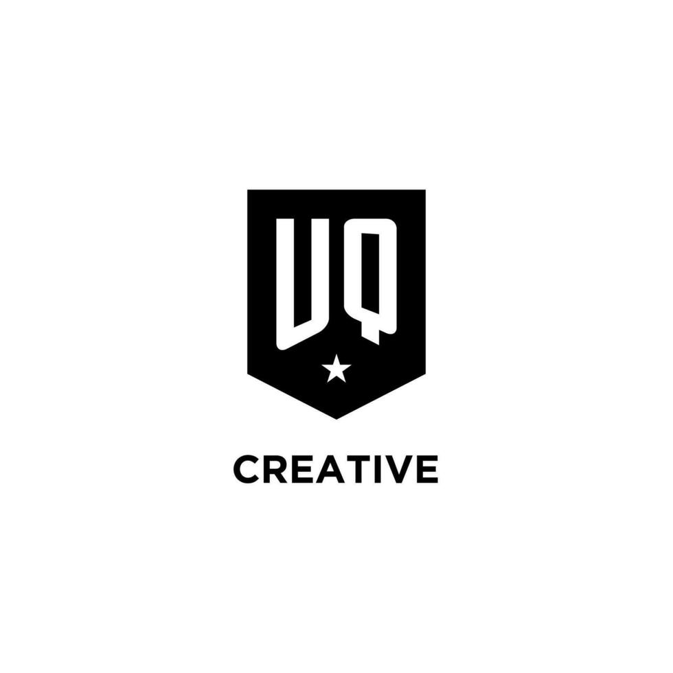 uq monogramme initiale logo avec géométrique bouclier et étoile icône conception style vecteur