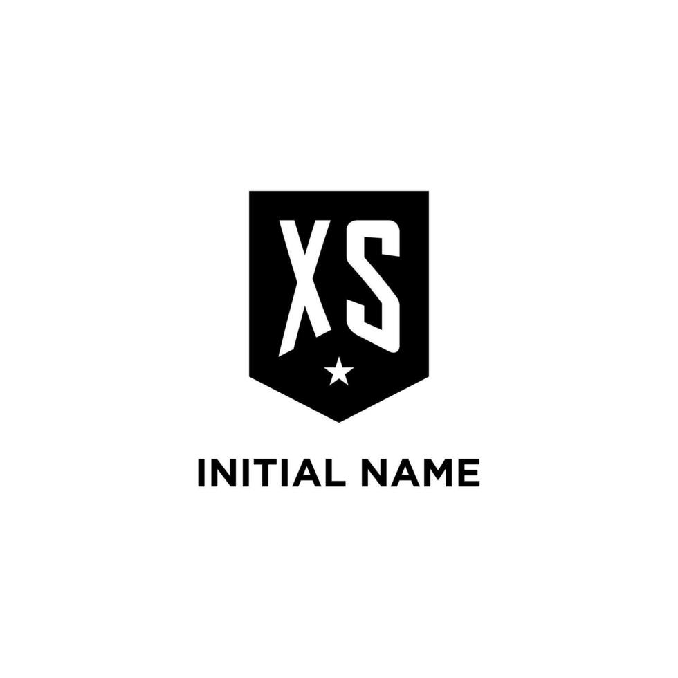 xs monogramme initiale logo avec géométrique bouclier et étoile icône conception style vecteur